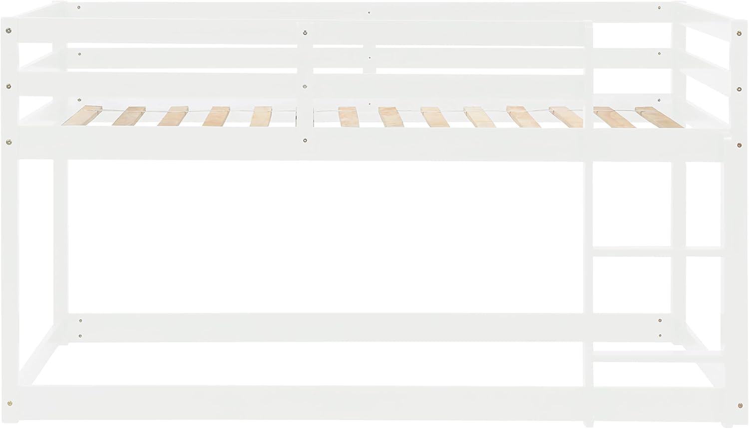 Twin Over Twin Loft Bed Wooden Bed Frame with Safety Guardrail and Ladder, for Kids Teens Boys Girls, White