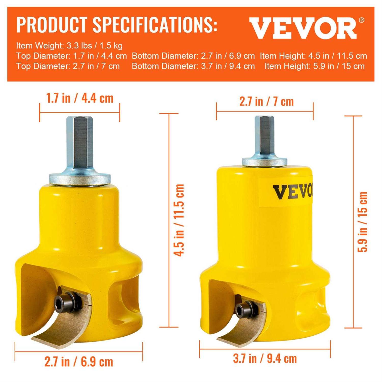 VEVOR Tenon Cutter 1/25.4mm & 2/50.8mm Dual Curved Blades & Button Screws Home Master Kit
