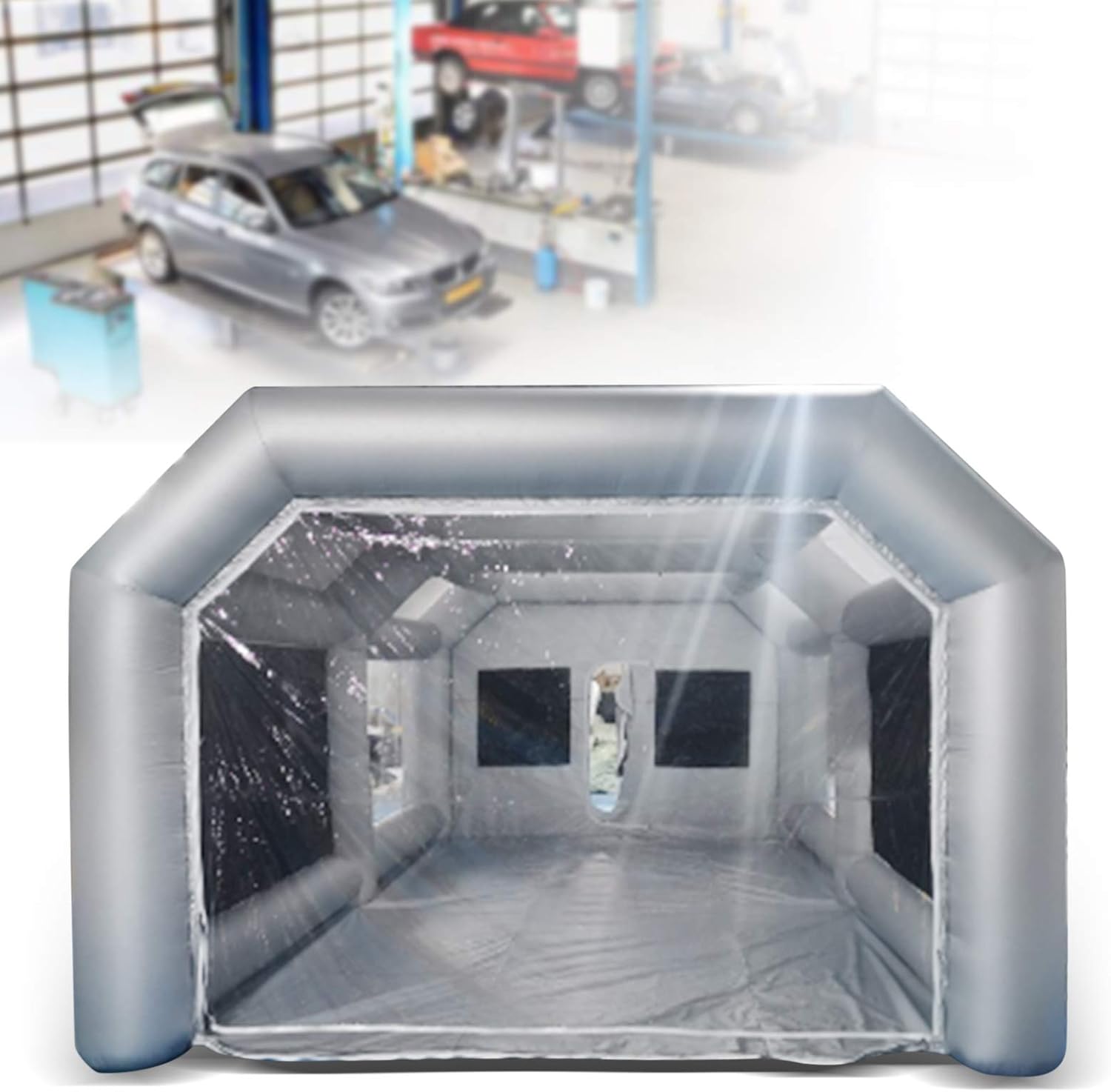 Portable Inflatable Paint Booth, 26x13x10Ft Inflatable Spray Booth, Car Paint Tent w/Two Air Filter System, Upgraded Blow Up Spray Booth Tent, Auto Paint Workstation, Car Parking Garage