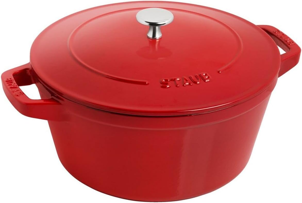 STAUB La Cocotte Cooking Pot Set 2 Pieces Round Cast Iron Cherry Red