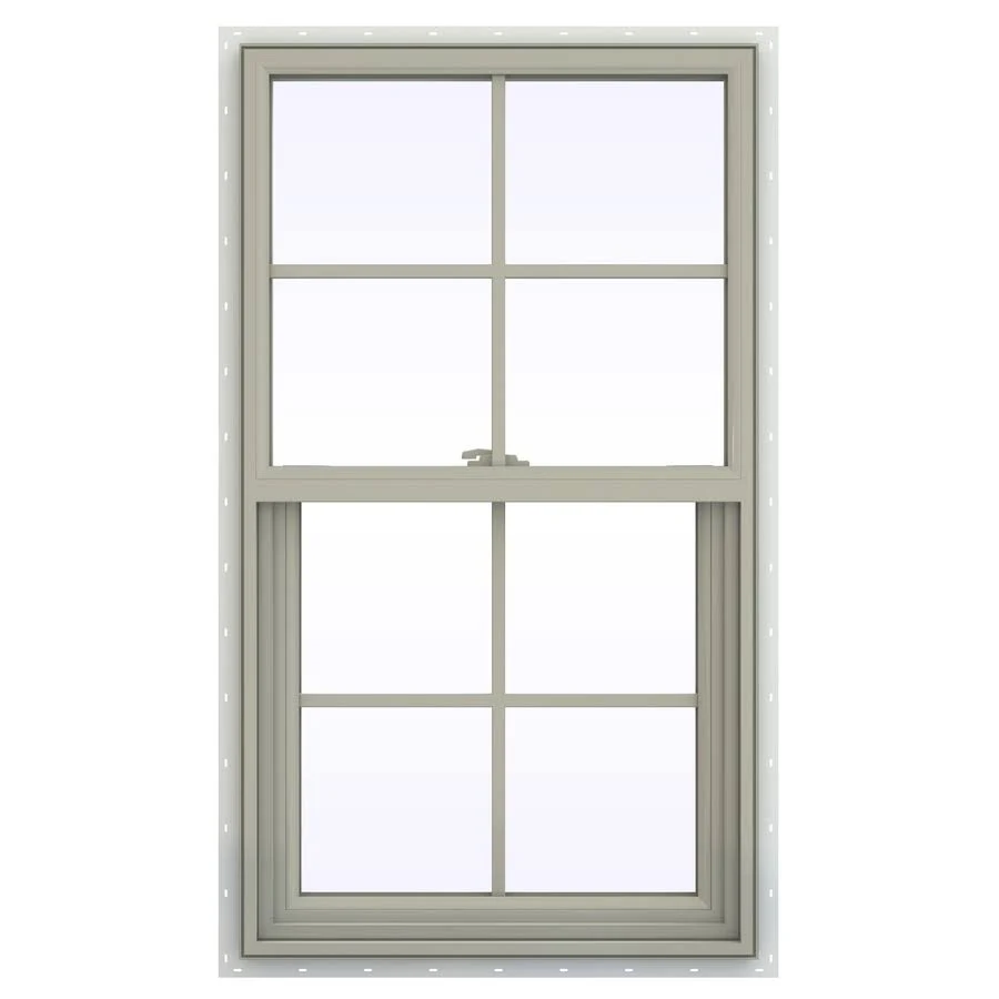 JELD-WEN V-2500 25.5-in x 40.5-in x 2.906-in Jamb Between The Glass Vinyl New Construction Desert Sand Single Hung Window in Bro