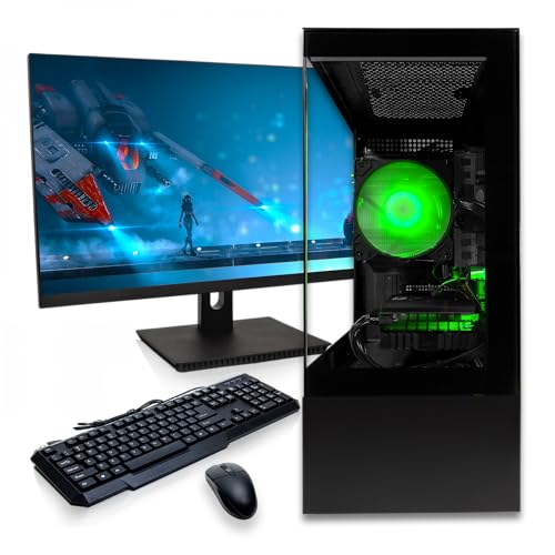 SAAV X1 Prebuilt Gaming PC Bundle with Monitor 22in, Intel i5 3.4GHz, 16GB RAM, GEFORCE GTX750 GDDR5, 512GB NVME, WiFi 6, Bluetooth, Win 10, Mouse Keyboard, Gaming PC Setup, PC Gaming Computer Desktop