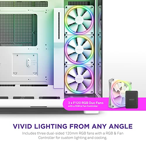 NZXT H9 Elite Dual-Chamber ATX Mid-Tower PC Gaming Case – Includes 3 x 120mm F120 RGB Duo Fans & F120 RGB Fans - RF-R12SF-B1 - Advanced RGB Lighting Customization - Whisper Quiet Cooling