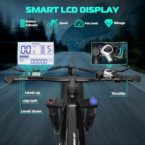 Vivi ACE01 Electric Bike for Adults, 26" x 4.0 Fat Tire Ebike, 1475W Peak Motor Torque Sensor Electric Mountain Bike, 25MPH Electric Bicycle with 48V 15AH Battery, Hydraulic Brake, UL 2849 Certified