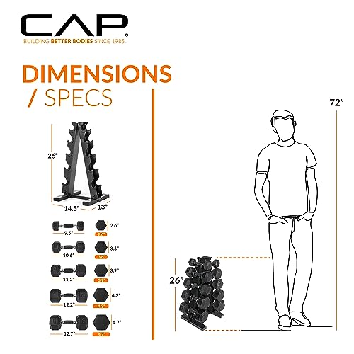 CAP Barbell Dumbbell Set with Rack | Multiple Options in 150lbs and 210lbs