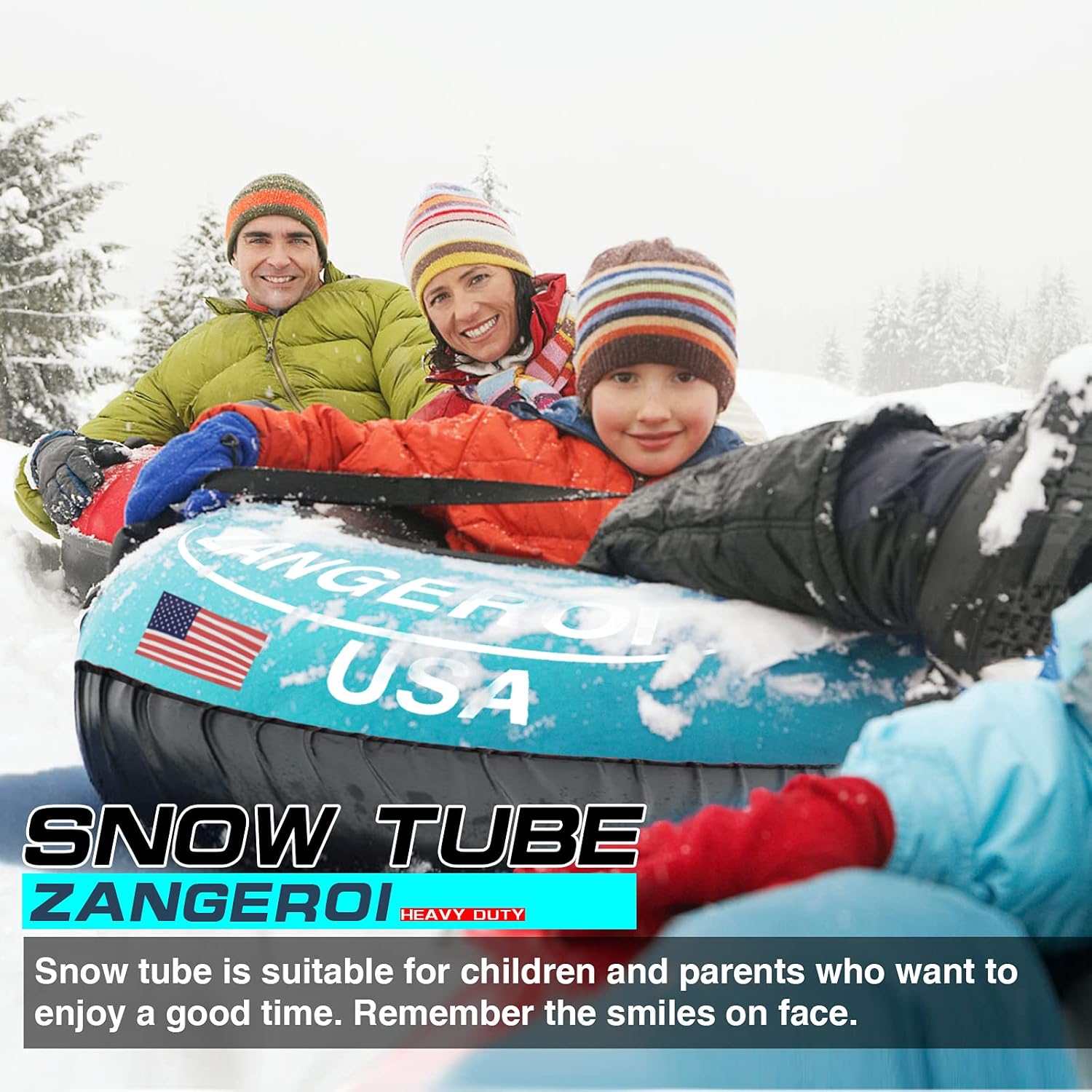 Snow Tube Snow Tubes Heavy Duty Snow Tube for Kids Adult Snow Tube 45inch, Snow Sled Sledding Tube, Inflatable Snow Tube for Kids Snow Tubes for Sledding Towable Double Rubber Snow Tube with Cover