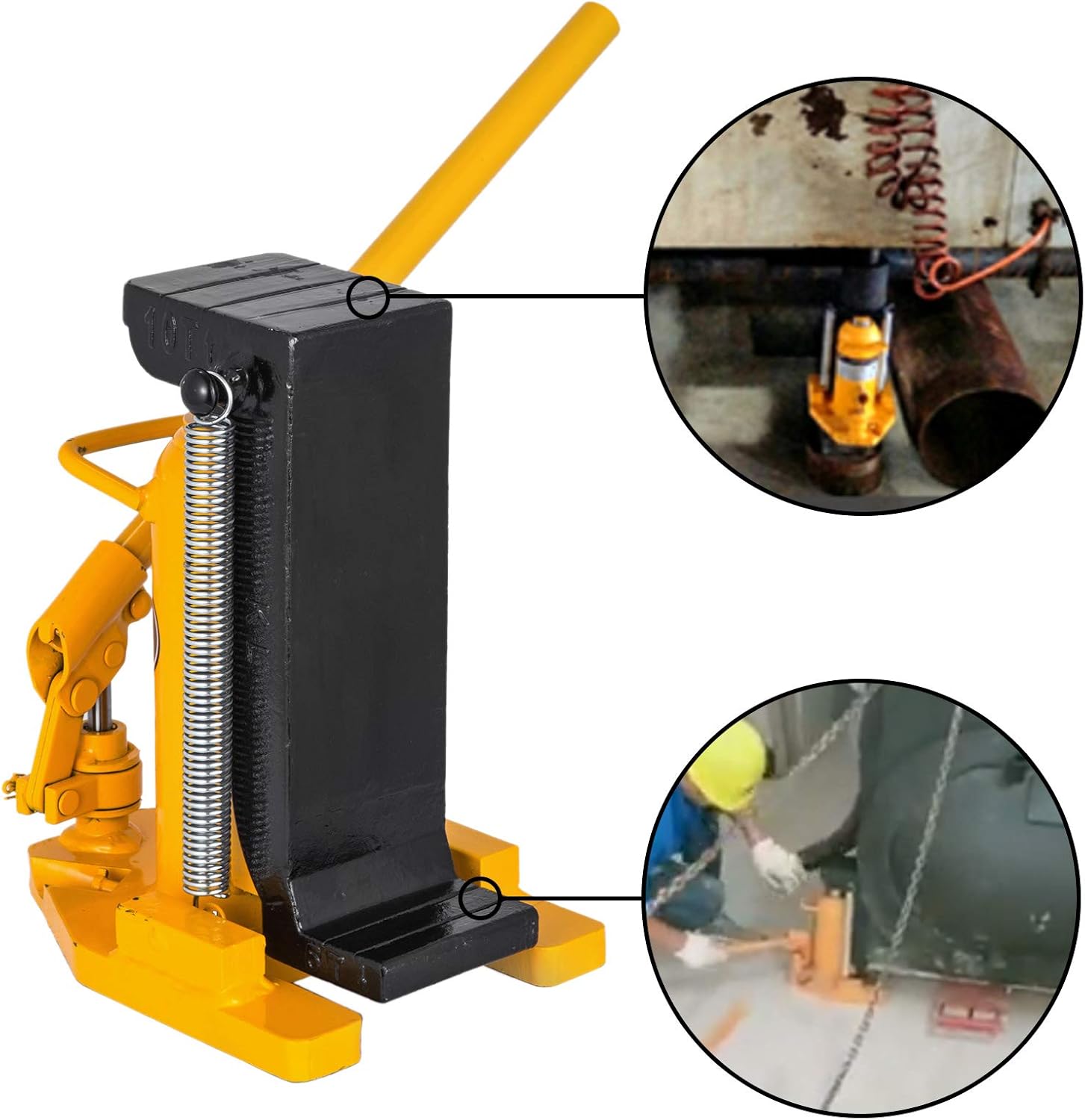 Mophorn Toe Jack Lift Hydraulic Machine Toe Jack Lift Air Hydraulic Toe Jack Proprietary Heat-Treated Steel (10-20Ton Yellow)