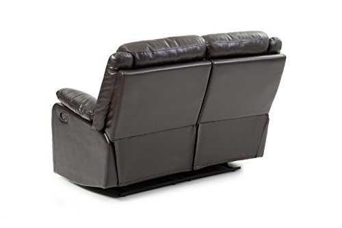 Glory Furniture Ward Faux Leather Double Reclining Loveseat in Dark Brown