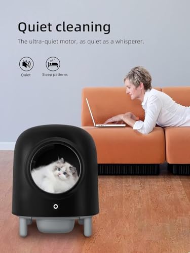 Self Cleaning Cat Litter Box - Automatic Cat Litter Box, Ultra Quiet Cat Toilet, Large Space for Multiple Cats, Smart Sensor Pet Litter Box, with APP Control, Black