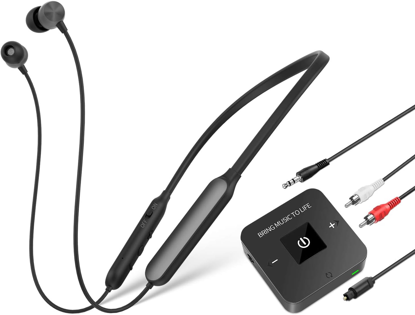 Golvery Wireless Headphones for TV Watching w/Bluetooth Transmitter Adapter (Digital Optical AUX RCA), Bluetooth 5.0 Rechargeable Earbuds Headset Hearing Set for Seniors, Plug n Play, No Audio Delay