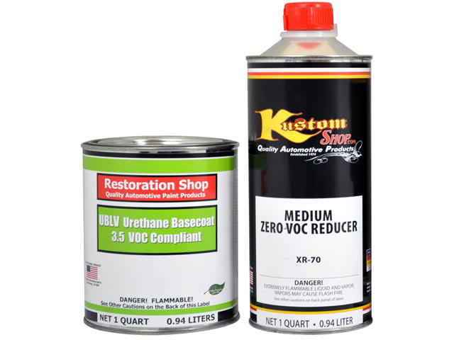 TCP Global Corp Silver Blue Metallic Low VOC Urethane Basecoat/Premium Clearcoat Car Auto Paint Complete Medium Quart Kit