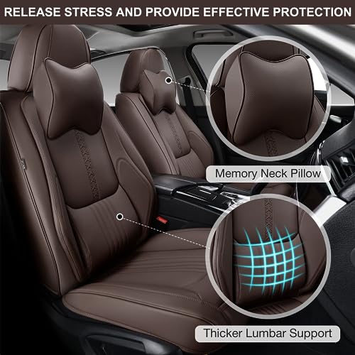 Car Seat Covers Full Set, Front and Rear Seat Covers for Cars, Waterproof Leather Auto Seat Protectors with Head Pillow, Car Seat Cushions Fit for Most Sedans SUV Pick-up Truck, Black&Navy