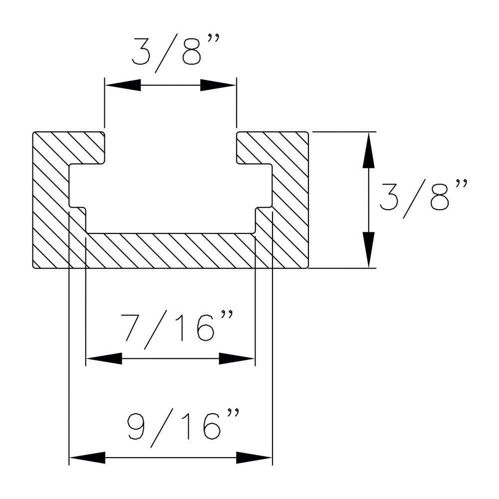 Powertec 48 in. Double-Cut Profile Universal T-Track with Predrilled Mounting Holes (4-Pack)