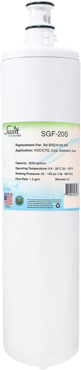 Swift Green Filters SGF-20S Compatible for BREW120-MS,HF20-S,5615103 Commercial Water Filter (3 Pack),Made in USA