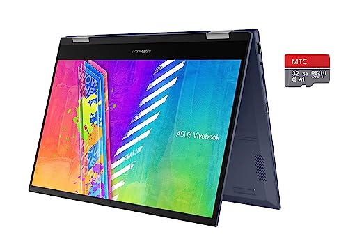 ASUS Chromebook Thin and Light 2-in-1 Laptop, 14" HD Touchscreen, Intel Celeron N4500, Intel UHD Graphics, 4GB RAM, 128GB Storage (64GB eMMC+MTC 64GB Flash Memory), Chrome OS, Blue