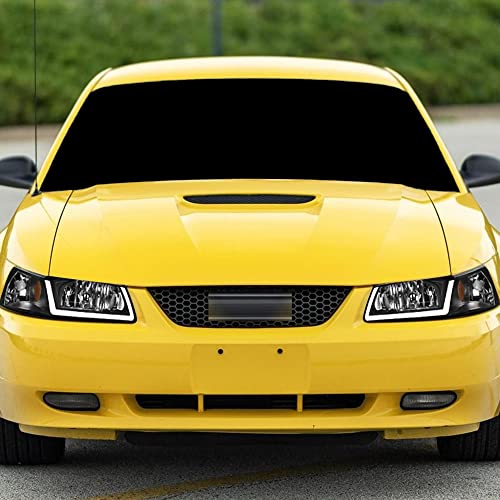 7422440591543 Compatible With 1999-2004 Ford Mustang Switchback Sequential LED Strip Bar Chrome Housing Headlights With Amber Reflector