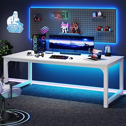 Tribesigns Modern Computer Desk, 63 x 31.5 inch Large Executive Office Desk Computer Table Study Writing Desk Workstation for Home Office, Spliced Desktop, White