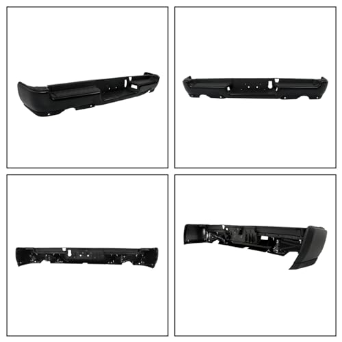 Black Steel Rear Step Bumper Assembly without Park Assist Sensor Holes with Dual Exhaust Replacement for 2019-2022 Ram 1500 CH1103139