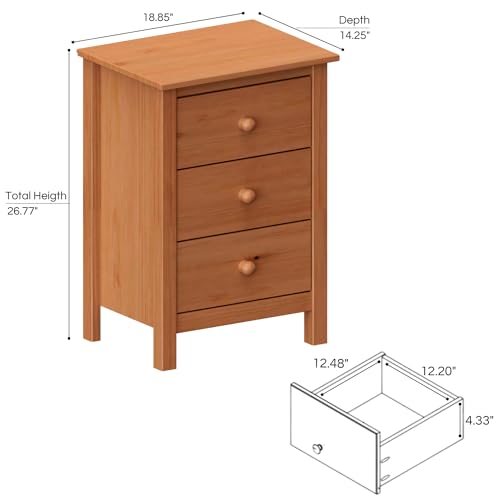 Nightstand Tall 3 Drawer Solid Wood Unfinished - Maximize space elegantly with This timeless tall bedroom side table