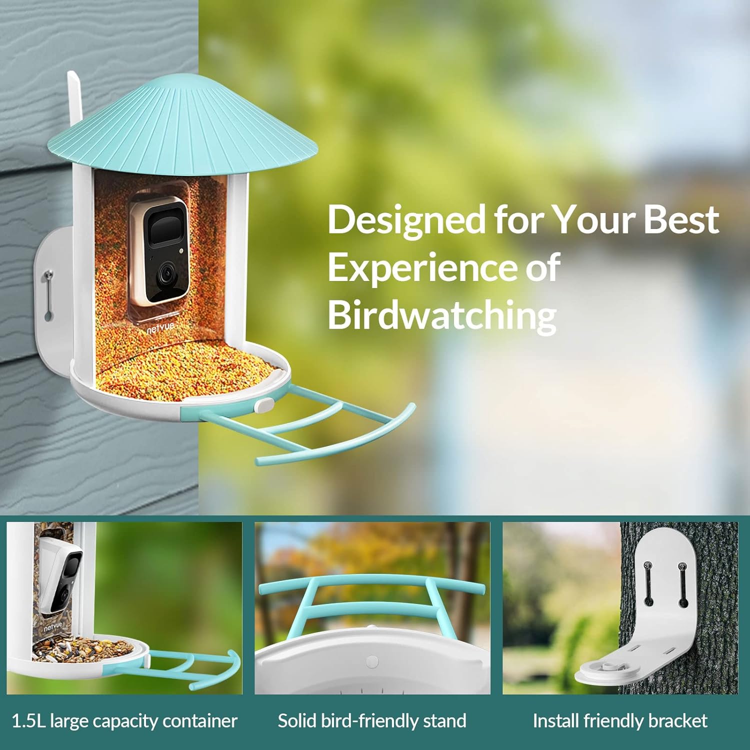NETVUE Birdfy Solar Camera with Humming Bird Feeder Extension Perch