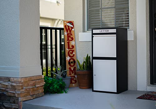 Package Delivery Boxes for Outside, Extra Large Capacity Modern Mailbox, Outdoor Freestanding Porch Box for Packages, Parcel Drop Box for Deliveries with Lockable Secure Storage Compartment