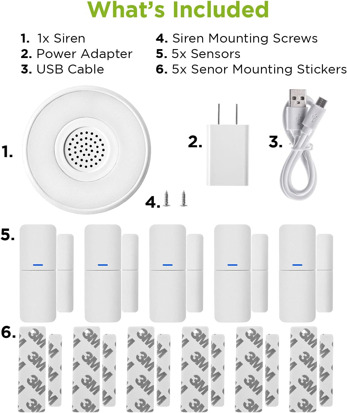 Home Zone Security Smart Wireless Door, Window Sensor and Security Siren Alarm Kit - DIY APP Controlled Security Kit with No Subscription Needed, Batteries Included (5-Pack) Pack of 2
