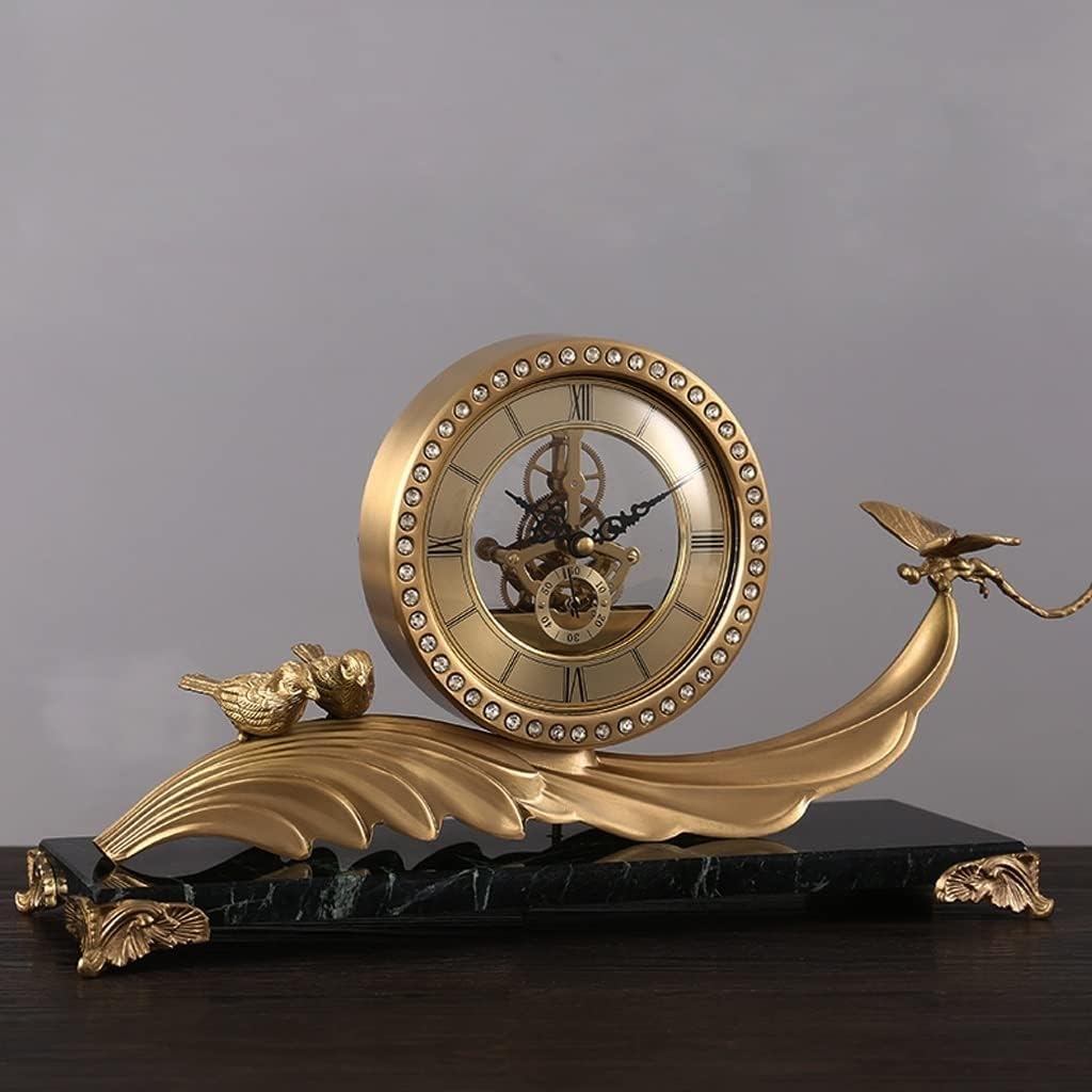 Alarm Clocks Modern Light Luxury Brass Desk Clock Living Room Desktop Silent Clock Old-Fashioned Creative Ornaments Desktop Clocks and Watches Room Accessories