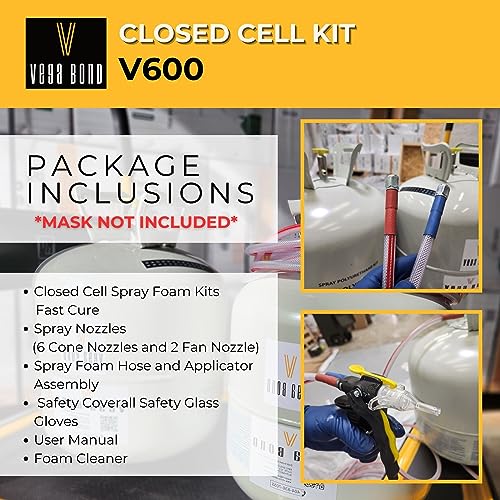 Vega Bond V600 Closed Cell Spray Foam Insulation Kit. 2 Part Foam Sealant 600 BF Coverage Per Kit (Set of 5 Kits)