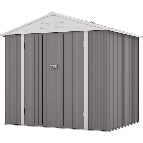 Patiowell 3 x 3 FT Outdoor Storage Shed,Small Garden Tool Storage Shed with Sloping Roof and Single Lockable Door, Outdoor Shed for Backyard Garden Patio Lawn, Grey