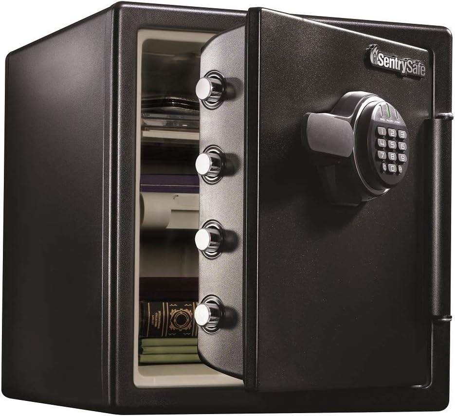 SentrySafe SFW123CU Fireproof Waterproof Safe with Dial Combination, 1.23 Cubic Feet, Black