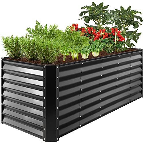 Best Choice Products 8x4x2ft Outdoor Metal Raised Garden Bed, Deep Root Planter Box for Vegetables, Flowers, Herbs, and Succulents w/ 478 Gallon Capacity - Gray