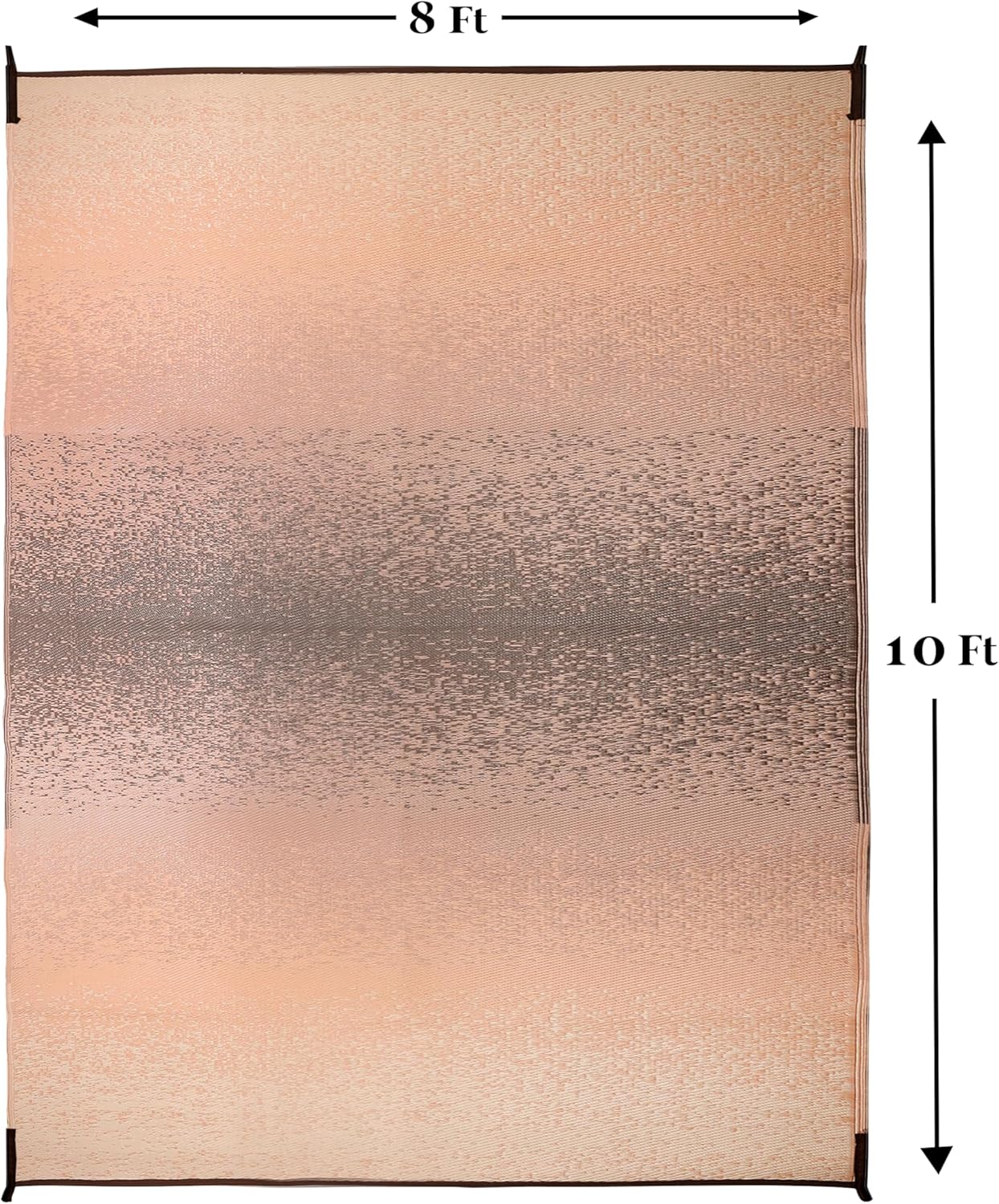 Outdoor Rug - Waterproof, Washable, Reversible, Stain Resistant, Foldable Carpet - Recycled Plastic Large Area Rugs for Patio, RV, Camping, Farmhouse - Murat Beige Brown 8X10 ft