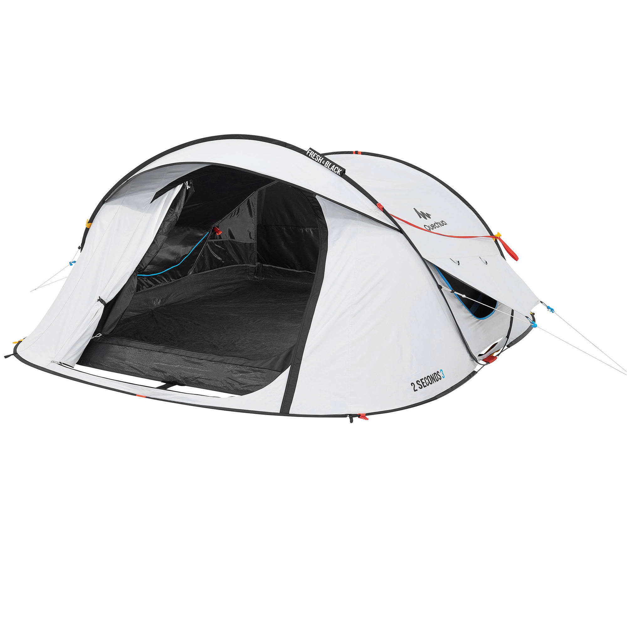 Quechua 2 Second, Waterproof Camping Tent, 3 Person in Snowy White, Size 2-Person