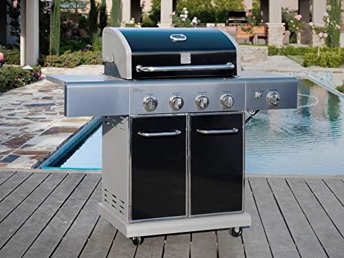 Kenmore PG-A40409S0LB 4 Burner Cabinet Style Propane Gas BBQ Grill with Searing Side Burner, 52000 Total BTU, Black