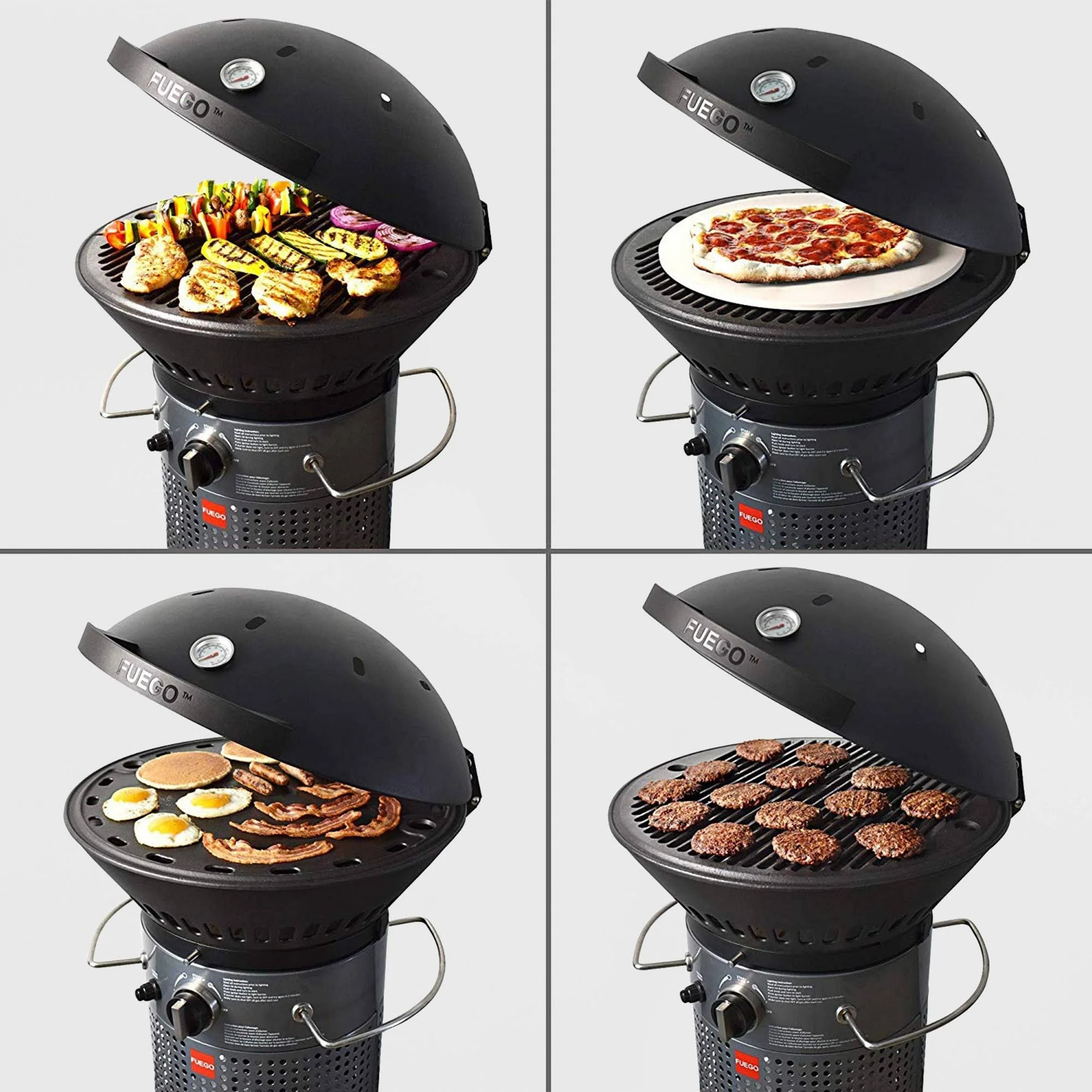Fuego F21C-H Element Hinged Propane GAS Grill, Dark Gray