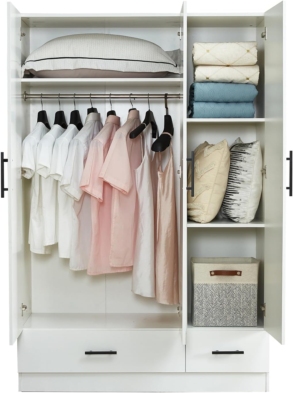 Armoire Wardrobe Closet: Bedroom Armoires with 2 drawers and Wardrobe Cabinet with 3 Doors Wardrobe Closet for Hanging Clothes White 47.24''W x 18.9''D x 70.9''H