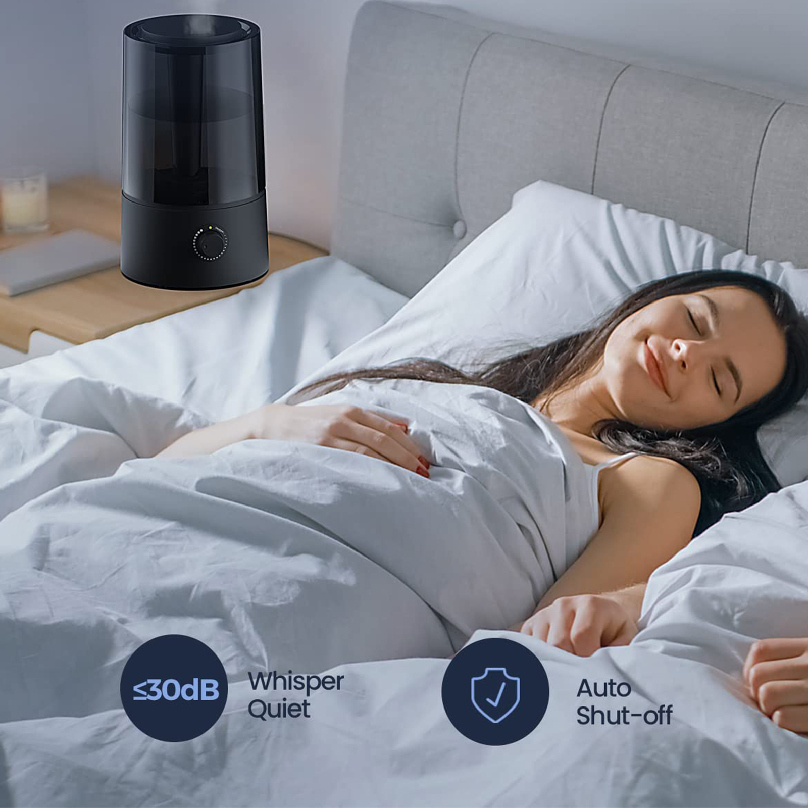 Air Humidifiers for Large Room - 30H Work Time, 4L, Kids/Plant, Auto Shut Off