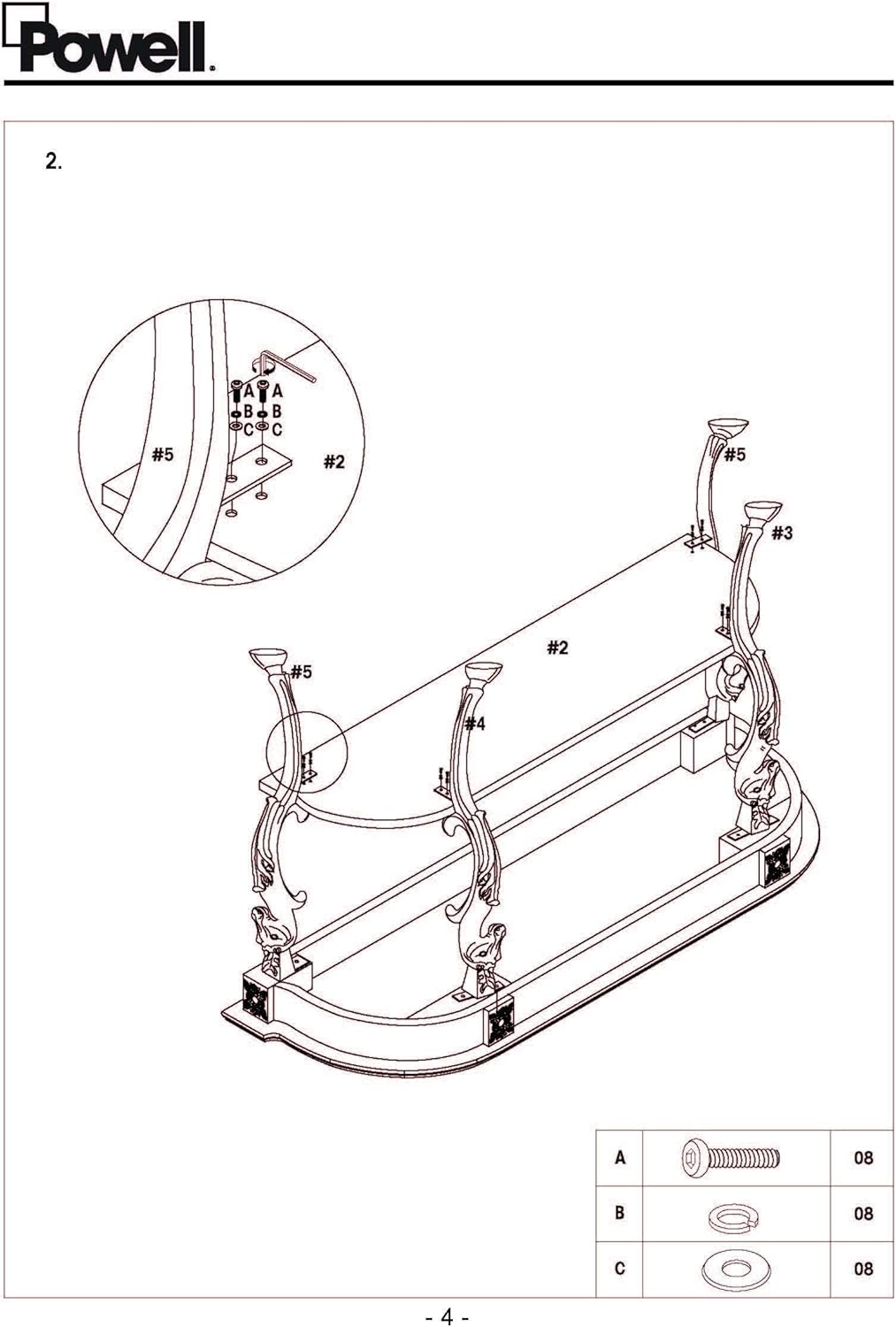 Powell Masterpiece Floral Demilune Console Table with Horse Head and Hoofed-Foot Cast Legs and Display Shelf
