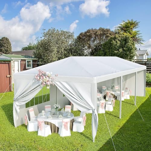 Devoko 10'x30' Heavy Duty White Party Tent - Waterproof Outdoor Wedding Canopy for Backyard, Patio & Events