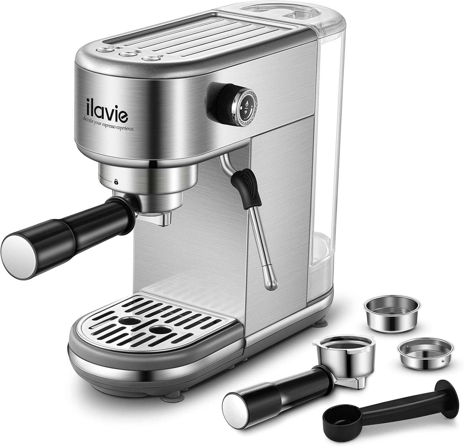 Espresso Coffee Machine for Home 20 Bar, Professional Compact Cappuccino Machine Maker for Latte, with 40oz Detachable Water Tank, 1350W Strong Power, Stainless Steel