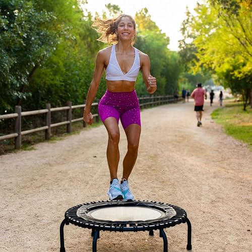 JumpSport 220 in-Home Cardio Fitness Rebounder, 39-inch | Mini Trampoline with Arched-Legged & Videos Included | Safe, Sturdy and Low-Impact | DVD and Free 60-Day Streaming