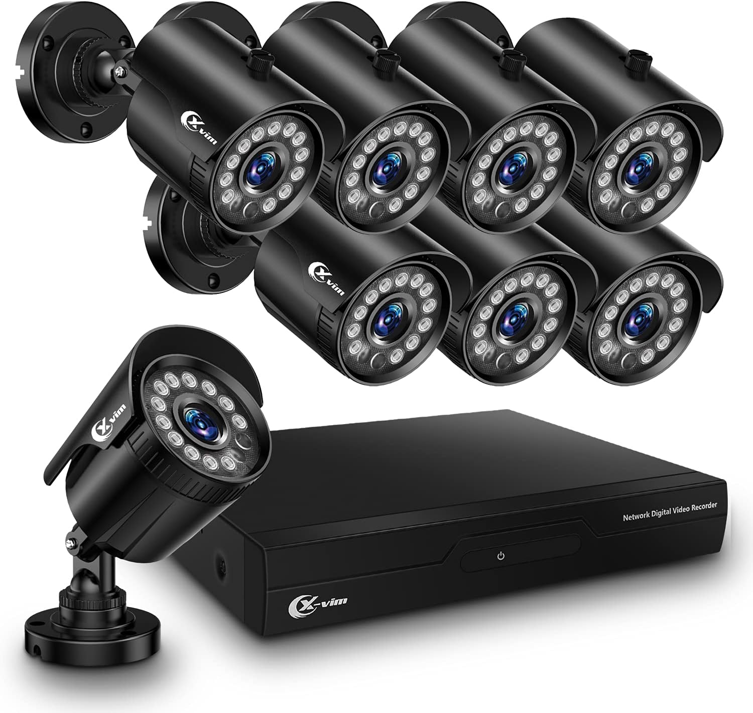 XVIM (No HDD) 1080P H.264 Home Wired Security Cameras System, 8CH 1080P HD DVR 8pcs 1080P 1920TVL Outdoor Indoor Waterproof Surveillance Cameras with Live Viewing 85FT Night Vision