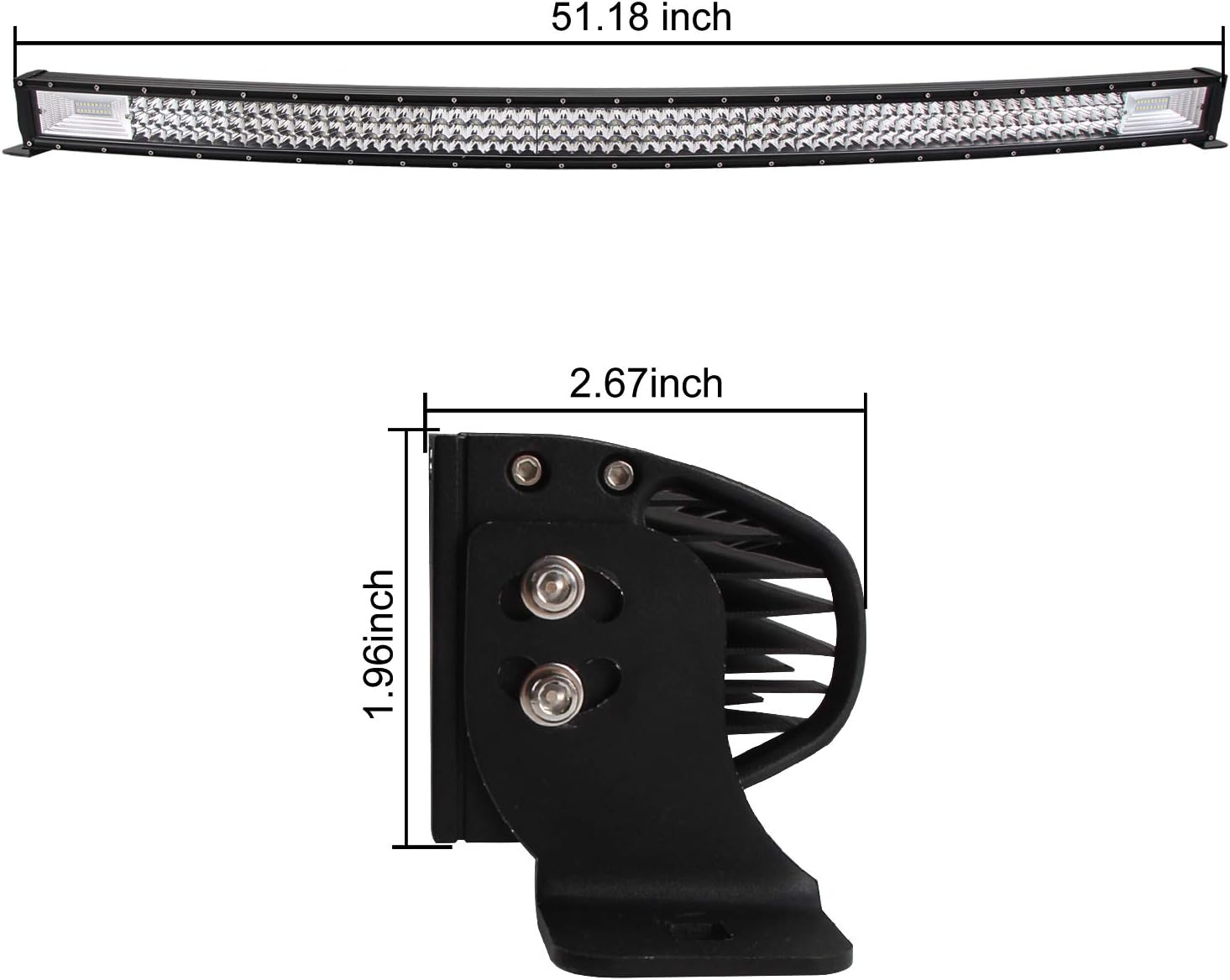 Lumitek 288w 50inch Curved Led Light Bar Spot Flood Combo Beam Light Bar Off-road Led Bar for ATV JEEP Off Road SUV 4wd IP67 12V Car Led Bar Light…