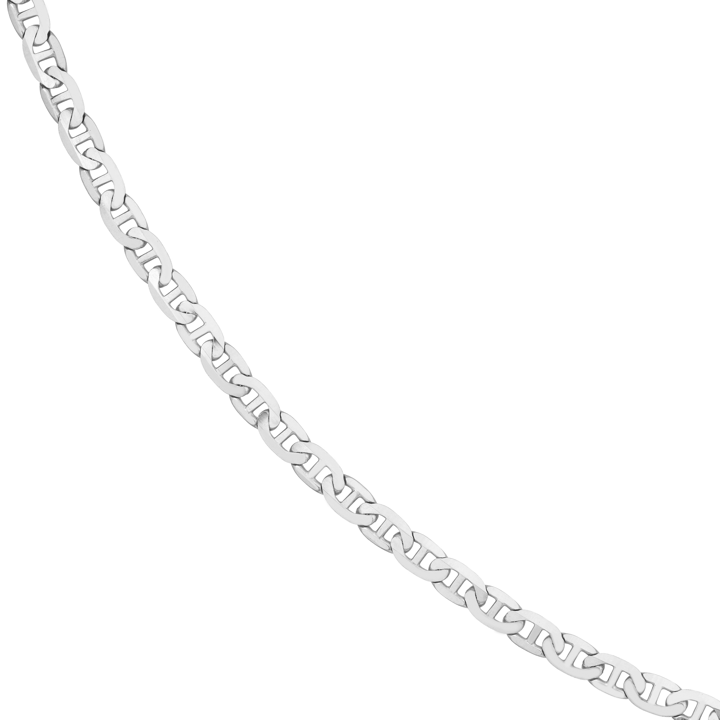 14K White Gold Men & Women's 18" 5.6mm Flat Mariner Chain Necklace