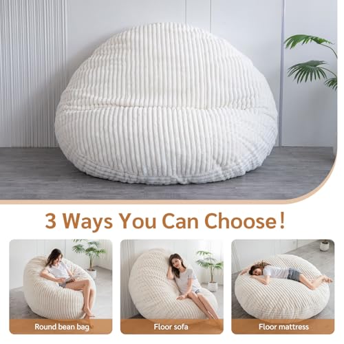 BYBYME 3 in 1 Bean Bag Chairs, Bean Bag Bed for Adults High-Density Foam Filling, Convertible Sofa Bed Faux Fur, Giant Bean Bag Chairs for Adults