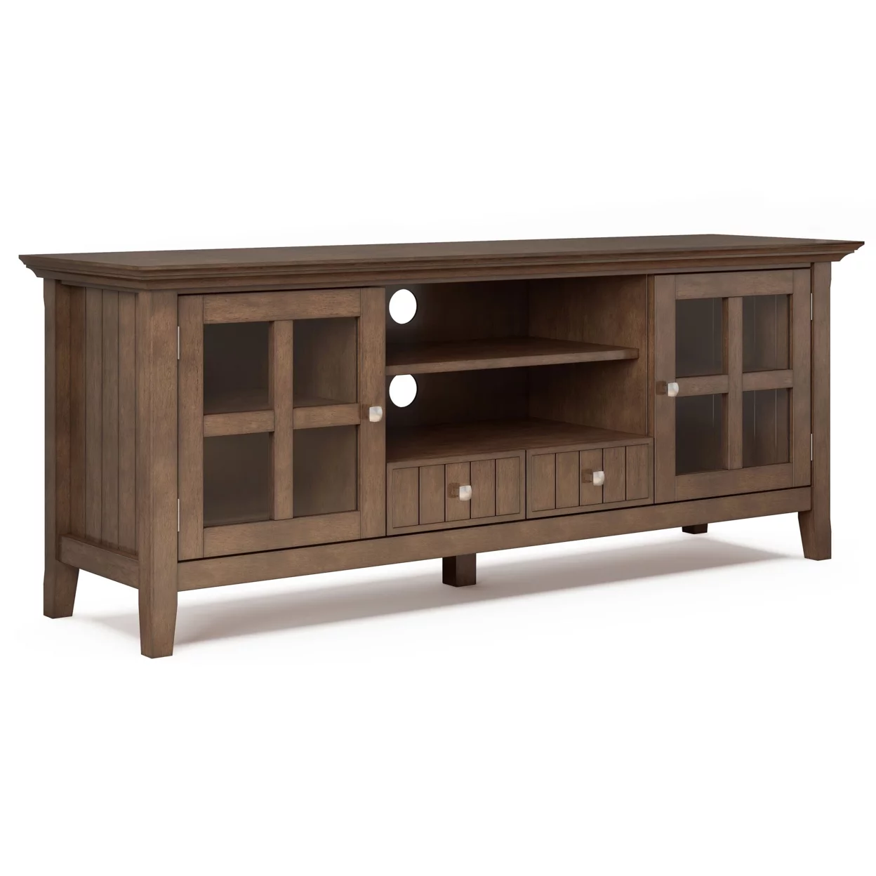 Acadian SOLID WOOD 60 inch Wide Transitional TV Media Stand in Light Golden Brown For TVs up to 65 inches