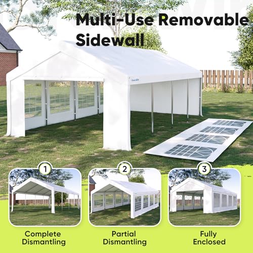 Quictent 20x20 Party Tent Heavy Duty Outdoor Canopy Tent Carport Wedding Event Shelter BBQ Wedding Tents for Parties with Storage Bags(Mesh)