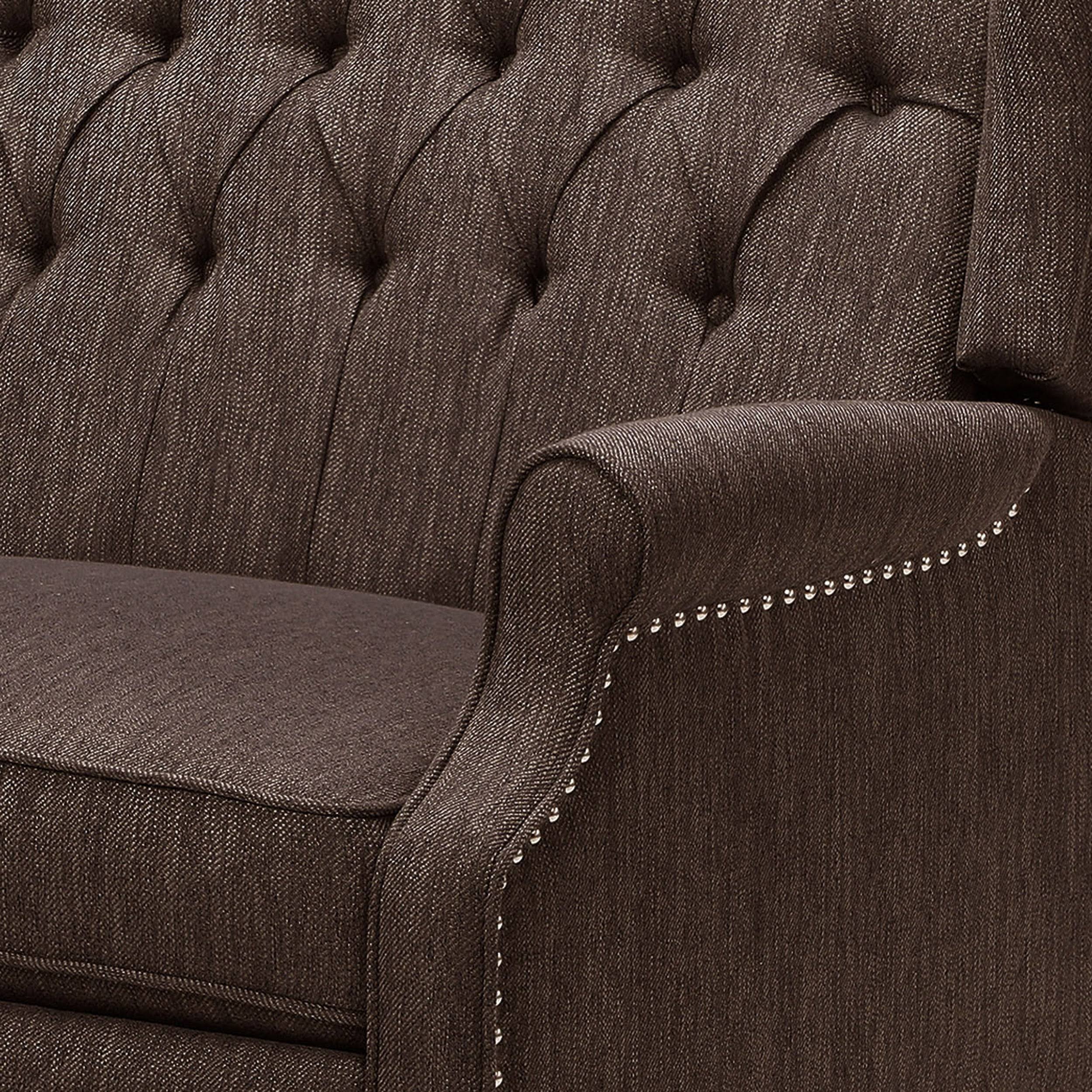 Apaloosa Oversized Tufted Wingback Fabric Push Back Recliner by Christopher Knight Home (Brown + Dark Brown)