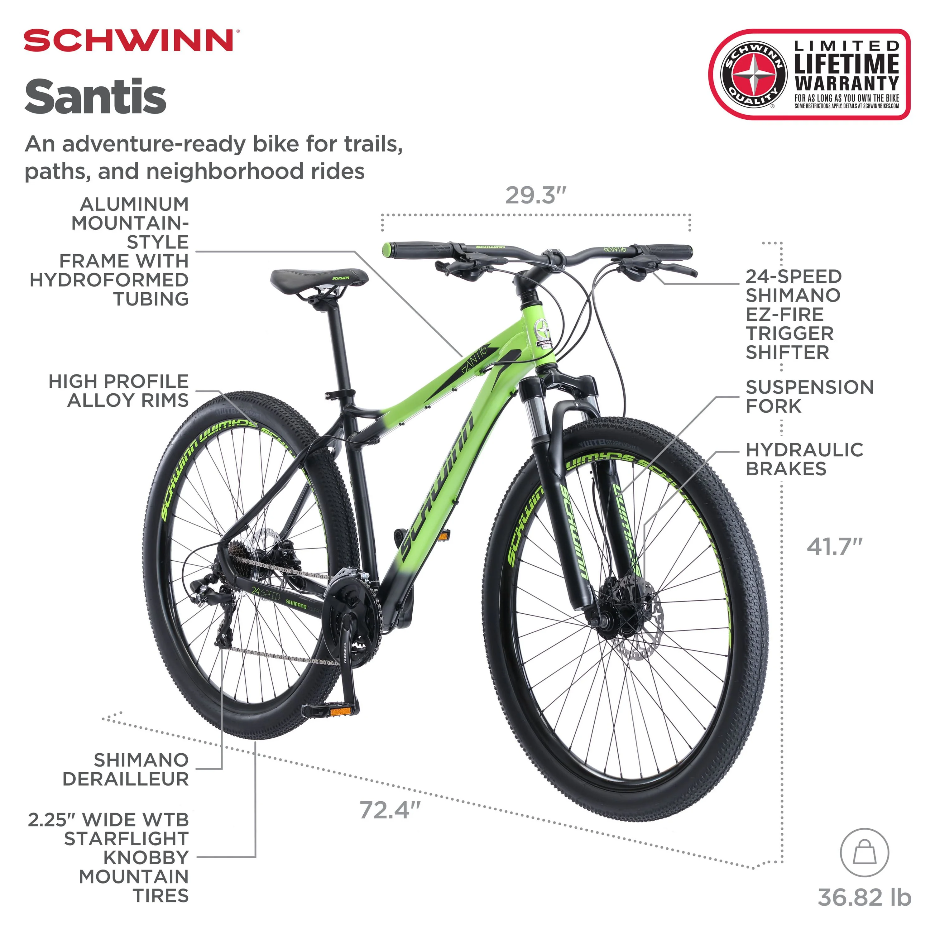 Schwinn Santis Mountain Bike, 24-speed, 29 inch wheels, grey