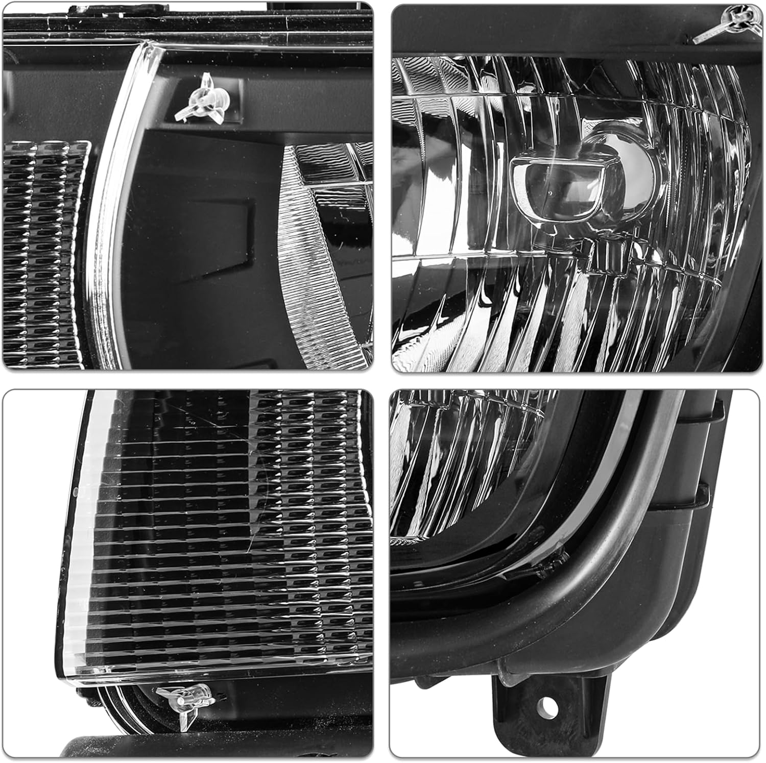 Headlight Assembly Fit for 2010 2011 2012 2013 Chevy Camaro OE Style Factory Halogen Front Headlamp Replacement LH+RH Black Housing Bulbs Included